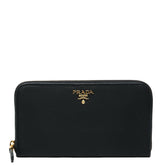 プラダ ラウンドファスナー 長財布 1M0506 ブラック ナイロン レディース PRADA 中古