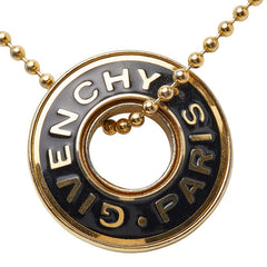 ジバンシー ロゴ ネックレス ボールチェーン ゴールド ブラック メッキ レディース Givenchy 【中古】