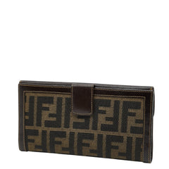 フェンディ ズッカ 長財布 2804 01339 088 ブラウン キャンバス レザー レディース FENDI 【中古】