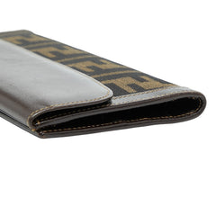 フェンディ ズッカ 長財布 2804 01339 088 ブラウン キャンバス レザー レディース FENDI 【中古】