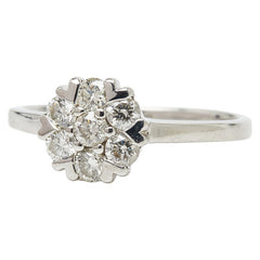 Pt900 プラチナ ダイヤ0.50ct フラワーモチーフ リング 指輪 レディース 11.5号 【中古】