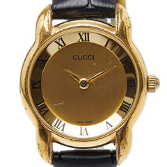 グッチ 腕時計 5100L クオーツ ゴールド文字盤 ステンレススチール レザー レディース GUCCI 【中古】