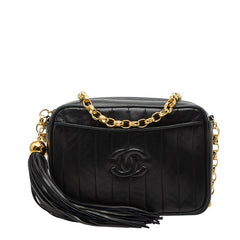 シャネル マドモアゼル ココマーク チェーン ショルダーバッグ ブラック ラムスキン レディース CHANEL 【中古】