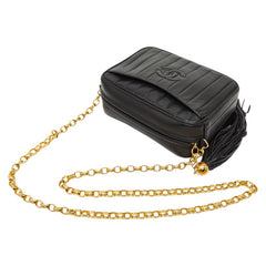 シャネル マドモアゼル ココマーク チェーン ショルダーバッグ ブラック ラムスキン レディース CHANEL 【中古】