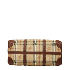 バーバリー ノバチェック シャドーホース ボストンバッグ ショルダーバッグ ベージュ PVC レザー レディース BURBERRY 【中古】