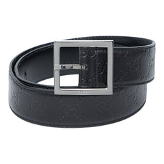 グッチ グッチシマ ベルト サイズ:80/32 ブラック レザー レディース GUCCI 【中古】