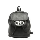 サルヴァトーレフェラガモ ガンチーニ バックパック リュック デイパック DJ-21 6258 ブラック レザー レディース Salvatore Ferragamo 【中古】