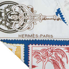 エルメス ツイリー フォーブルの切手愛好家 スカーフ ホワイト マルチカラー レディース HERMES 【中古】