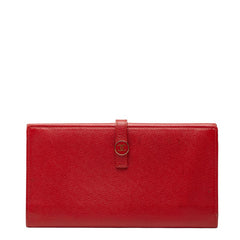 シャネル ココボタン ココマーク 長財布 レッド レザー レディース CHANEL 【中古】