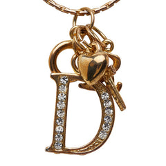 ディオール Dロゴ ハート クロス 十字架 ペンダントネックレス ゴールド メッキ ラインストーン レディース Dior 【中古】