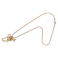 ディオール Dロゴ ハート クロス 十字架 ペンダントネックレス ゴールド メッキ ラインストーン レディース Dior 【中古】
