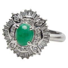 Pt900 プラチナ ヒスイ1.48ct ダイヤ0.66ct 翡翠 リング 指輪 レディース 16号 【中古】