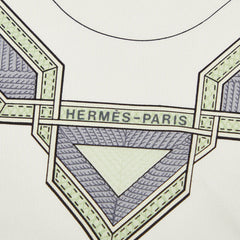 エルメス カレ90 euirs Du Desert 砂漠の首飾り スカーフ ホワイト マルチカラー シルク レディース HERMES 【中古】