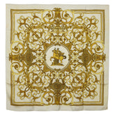 エルメス カレ90 LES TUILERIES チュイルリー公園 スカーフ イエロー アイボリー シルク レディース HERMES 【中古】