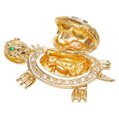 K24YG イエローゴールド Pt900 プラチナ K18YG/K18PG ダイヤ0.24ct エメラルド タートルモチーフ ペンダント ネックレス レディース 【中古】