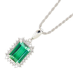 Pt900 プラチナ Pt850 プラチナ トルマリン2.87ct ダイヤ0.29ct ネックレス レディース 【中古】