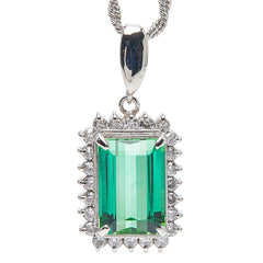 Pt900 プラチナ Pt850 プラチナ トルマリン2.87ct ダイヤ0.29ct ネックレス レディース 【中古】