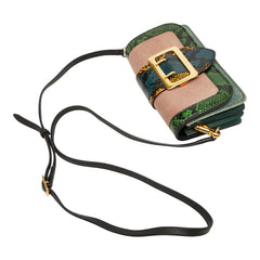 バーバリー パッチワークバック ショルダーバッグ グリーン ピンク ブルー レザー スウェード レディース BURBERRY 【中古】