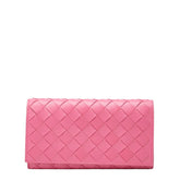 ボッテガヴェネタ イントレチャート 長財布 ピンク レザー レディース BOTTEGAVENETA 中古