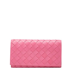 ボッテガヴェネタ イントレチャート 長財布 ピンク レザー レディース BOTTEGAVENETA 【中古】