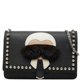 フェンディ カーリト スタッズ チェーン ウォレットバッグ ショルダーバッグ 8M0346 ブラック レザー レディース FENDI 【中古】