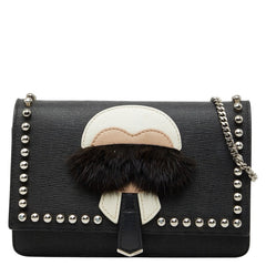 フェンディ カーリト スタッズ チェーン ウォレットバッグ ショルダーバッグ 8M0346 ブラック レザー レディース FENDI 【中古】