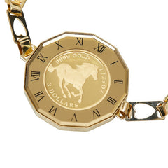 K24IG インゴット K18YG イエローゴールド ツバルホース 2024年 1/25oz エリザベス2 3ドル金貨 ブレスレット レディース 【中古】