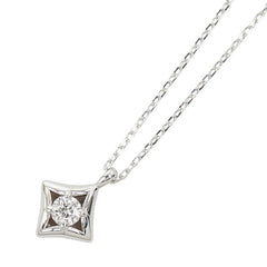 K10WG ホワイトゴールド ダイヤ0.058ct プチネックレス ネックレス レディース 【中古】