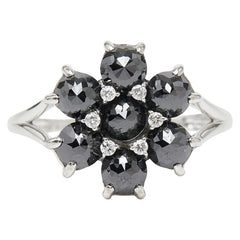 K18WG ホワイトゴールド ダイヤ2.50ct フラワーモチーフ リング 指輪 レディース 13号 【中古】