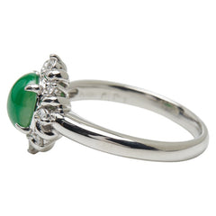 Pt900 プラチナ ヒスイ1.56ct ダイヤ0.21ct 翡翠 リング 指輪 レディース 16号 【中古】