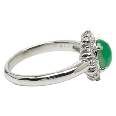 Pt900 プラチナ ヒスイ1.56ct ダイヤ0.21ct 翡翠 リング 指輪 レディース 16号 【中古】