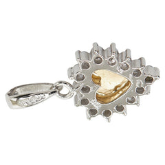 Pt900 プラチナ K18YG イエローゴールド ダイヤ0.16ct ハートモチーフ ペンダントトップ レディース 【中古】