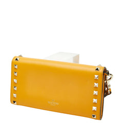 ヴァレンティノ スタッズ 長財布 イエロー レザー レディース VALENTINO 【中古】