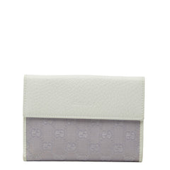 グッチ GGキャンバス 二つ折り財布 143388 パープル ホワイト キャンバス レザー レディース GUCCI 中古
