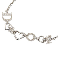 ディオール ロゴ ハート ブレスレット シルバー メタル ラインストーン レディース Dior 【中古】