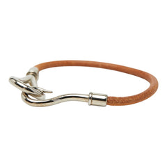 エルメス ジャンボ ブレスレット ブラウン シルバー レザー メタル レディース HERMES 【中古】