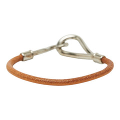 エルメス ジャンボ ブレスレット ブラウン シルバー レザー メタル レディース HERMES 【中古】