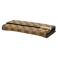 グッチ GGキャンバス チェーンウォレット 長財布 269541 ベージュ ブラウン キャンバス レザー レディース GUCCI 【中古】