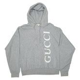 グッチ 20SS ロゴプリント プルオーバー パーカー サイズS 604974 グレー コットン メンズ GUCCI 【中古】