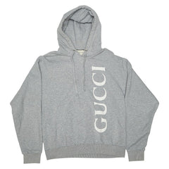 グッチ 20SS ロゴプリント プルオーバー パーカー サイズS 604974 グレー コットン メンズ GUCCI 【中古】