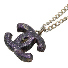 シャネル ココマーク ネックレス シルバー パープル メタル レディース CHANEL 中古
