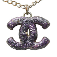 シャネル ココマーク ネックレス シルバー パープル メタル レディース CHANEL 中古