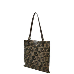フェンディ ズッカ トートバッグ ブラウン キャンバス レザー レディース FENDI 【中古】