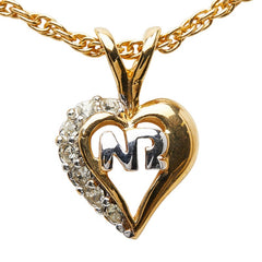 ニナリッチ ロゴ ハート ラインストーン ネックレス ゴールド メッキ レディース NINA RICCI 【中古】