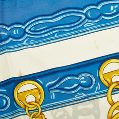エルメス カレ90 MAILLONS 鎖の環 スカーフ ブルー ホワイト イエロー シルク レディース HERMES 【中古】