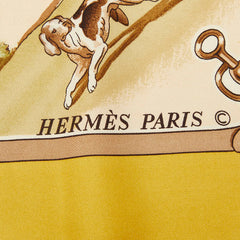 エルメス カレ90 SPORTSMEN スカーフ イエロー マルチカラー レディース HERMES 【中古】