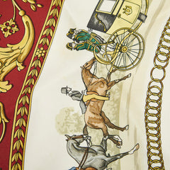 エルメス カレ90 LA PROMENADE DE LONGCHAMPS ロンシャンへの散歩 スカーフ レッド マルチカラー レディース HERMES 【中古】