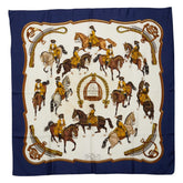 エルメス カレ90 REPRISE 乗馬風景 スカーフ ネイビー マルチカラー レディース HERMES 【中古】
