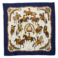 エルメス カレ90 REPRISE 乗馬風景 スカーフ ネイビー マルチカラー レディース HERMES 【中古】