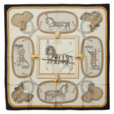 エルメス カレ90 TRES GRAND APPARAT 盛装の馬 スカーフ ブラック ベージュ アイボリー シルク レディース HERMES 【中古】